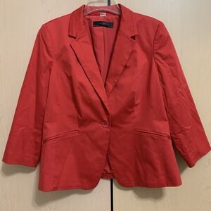 The Limited Women's One-Button‎ Lined Blazer Jacket Cotton Blend Red Size XL